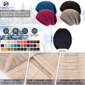 Gorro de Cachemira 100% Pura con Logotipo Bordado Personalizado, Gorro de Punto con Cable Acanalado para Hombre y Mujer, Gorro de Lana de Invierno, Gorro de Punto a la Moda - Product Image 2