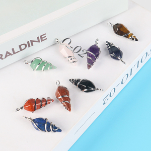 الكريستال فينغشوي المعلقات البندول قلادة سلك الشفاء الطبيعي ملفوفة الصف مسدس المنشور نقطة السائبة سحر الكوارتز - Product Image 2