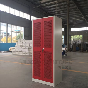 Casier de rangement en métal avec porte en maille rouge sur mesure, armoire en acier verrouillable, armoire à outils de style industriel, armoire en métal pour objets personnels - Product Image 4