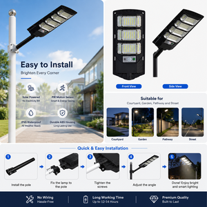 Lampadaire solaire <span class=keywords><strong>LED</strong></span> IP65 ABS avec batterie, garantie 3 ans, haute luminosité, télécommande, contrôle intelligent, routes, parcs, zones rurales - Product Image 4
