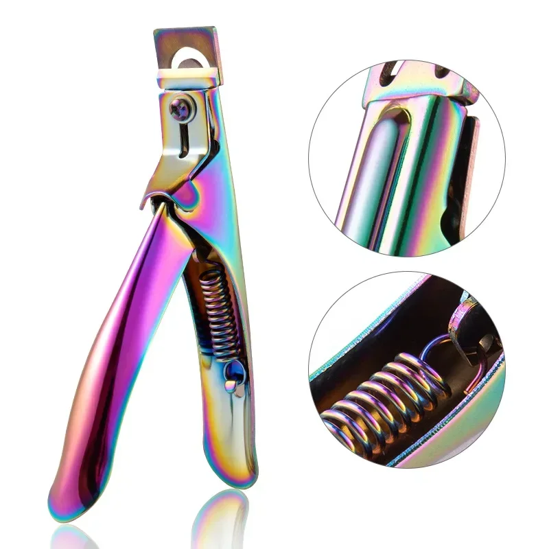 Professional 1-Piece Nail Art Clipper Special Type U-Word False Edge Cutters Colorful Stainless Steel Manicure Scissors