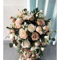 Boules de fleurs artificielles personnalisables pour centres de table, arrangement mixte pivoine et olive aux couleurs d'automne, décorations pour événements et mariages