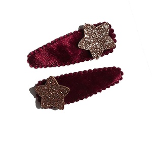 Mini pinces à cheveux en tissu tendance pour bébés et enfants, motif étoile mignon, 2 pièces pour filles, vente en gros, dernier design - Product Image 4