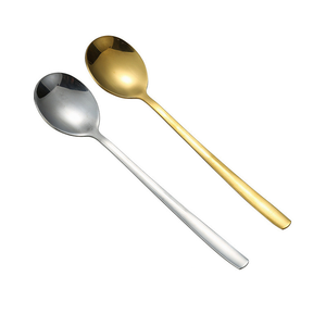 Cuchara para mezclar miel DFU0161 de color plateado dorado con mango largo - Product Image 1