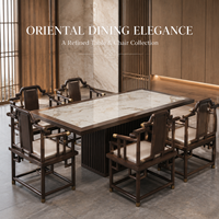 Table et chaises de restaurant robustes, faciles à nettoyer, résistantes à la chaleur, avec plateau en pierre frittée TIMELESS pour salle de banquet