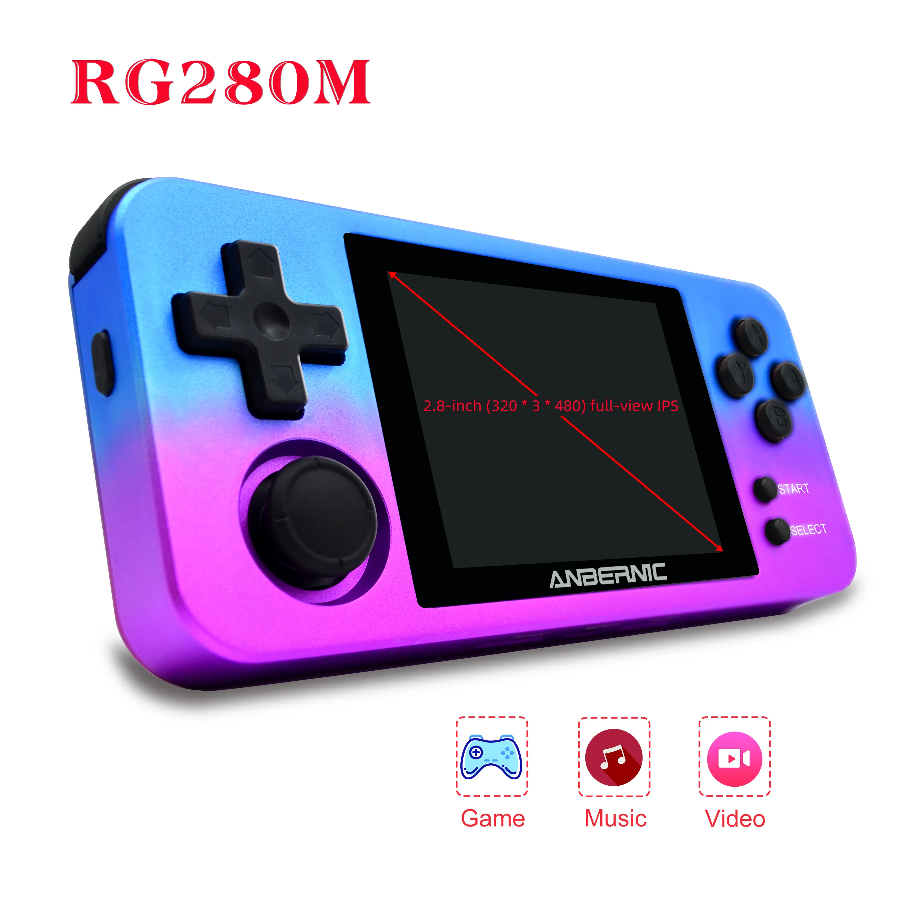 Anbernic Aluminium RG280M 2.8 Inch Ips Scherm 320*3*480 Video Game Console 64 Bit Handheld Game speler Opendingux Spelen PS1