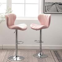 Zeitgenössischer Rosa PU-Leder Kommerzieller Hotel-Barhocker Modernes Drehdesign Höhenverstellbar Esszimmer Wohnzimmer Romantisch