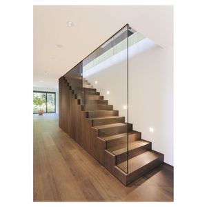 <span class=keywords><strong>Escalier</strong></span> <span class=keywords><strong>en</strong></span> acier Prima, modèle le plus récent, avec marches flottantes <span class=keywords><strong>en</strong></span> chêne, éclairage LED, garde-corps <span class=keywords><strong>en</strong></span> verre trempé transparent et balustrade <span class=keywords><strong>en</strong></span> acier inoxydable. - Product Image 2