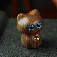 Artisanat en bois, design unique et mignon, forme de chat de dessin animé, ornement de bureau pour anniversaire, remise de diplôme, maison ou bureau, bois africain