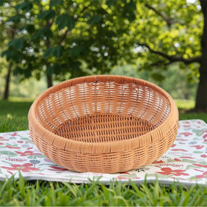 Cesto di ciotole di frutta in Rattan tessuto a mano all'ingrosso vassoio rotondo per la conservazione degli alimenti per servire l'organizzazione di conservazione della casa - Product Image 2