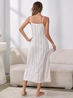 Chemise de nuit sexy à bretelles fines pour femmes, en satin de soie, vêtements de détente, pyjama 2 pièces