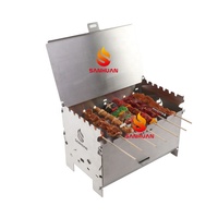 Barbecue pliable écologique en acier inoxydable, résistant à la rouille, facile à nettoyer, sans outils, pour camping-car, pique-nique, 1 à 3 personnes