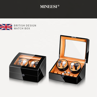 Remontoir de montre automatique de luxe MINEESI fait main, 4+6 emplacements, en bois laqué brillant marron avec protection en cuir microfibre
