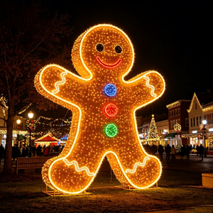 Escultura de Luz con Forma de Hombre de Jengibre para Puntos de Fotografía Navideños, Resorts, Parques, Exhibiciones Comerciales y Escenas Decorativas de Temporada - Product Image 1