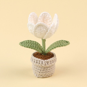 Fleurs <span class=keywords><strong>de</strong></span> tulipes en crochet faites à la main, plantes artificielles miniatures tricotées, décoration <span class=keywords><strong>de</strong></span> bureau, cadeaux pour <span class=keywords><strong>l</strong></span>'anniversaire des enseignants, la fête des mères 2026 - Product Image 5