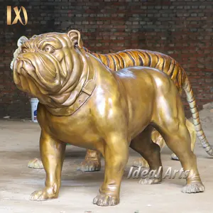 אידיאלי אמנויות חיצוני מודרני מתכת בעלי החיים פיסול בולדוג גן פליז חיים גודל כלב ברונזה פסל
