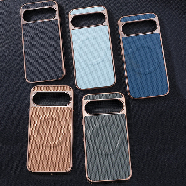 Heat Dissipation Flannel Plating Edges PC+TPU Case for Google Pixel 8 9 Pro XL 9A Magnetic Wireless Charging Business Type Cover