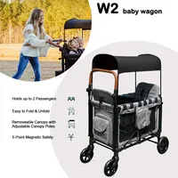 Amazon Hot Koop 2-4 Seat Dubbel Handvat Kinderwagen Opvouwbare Super Ruimte Ademend Gelegeerd Staal Baby Wagon