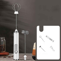 Fouet Électrique à 3 Vitesses, Rechargeable par USB Type-C, Facile à Utiliser pour Préparer de la Mousse de Lait Crémeuse, Acier Inoxydable 304, Temps de Charge 3 Heures