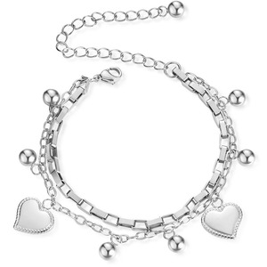 Heart Shaped Stainless Steel <b>Bracelet</b> Multi Layer With <b>Beads</b> And Charm For Gift Silver <b>Gold</b> Rose <b>Gold</b> - Product Image 4