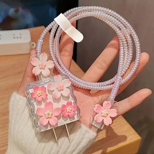 5 pièces/ensemble de protection de <span class=keywords><strong>chargeur</strong></span> pour câble USB Sakura mignon de 25 W, <span class=keywords><strong>enrouleur</strong></span> de câble, coque de protection pour <span class=keywords><strong>chargeur</strong></span> Samsung Galaxy 25 W - Product Image 1