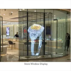 高亮度防水LED P8餐厅、珠宝商城商业街光电玻璃屏幕展示窗