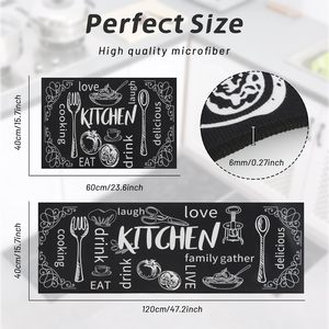 Tapis de cuisine moderne antidérapant en 2 pièces, lavable, épais et rembourré, en polyester absorbant l'eau, adapté aux animaux domestiques, conception OEM - Product Image 2
