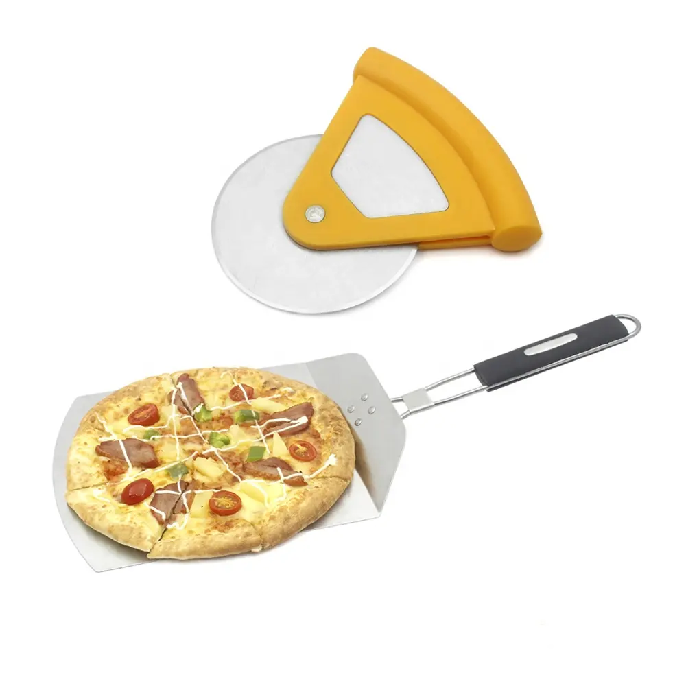 Hochleistungs-Metall-Pizza-Schneidespatel mit Schneideset faltbares großes Paddel und Pizza-Schähler-Lifter für große Backaufgaben