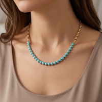 Collier tennis en argent 925 plaqué or pour femme, avec pendentif cœur en turquoise, vente en gros Kirin