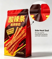 Sacs scellés à huit soudures HaiBang GY-012 en PE pour étagères de supermarché, snacks marinés, durables, résistants à l'humidité, avec encoche à déchirure facile
