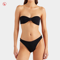 Bikini Bandeau Desain Baru 2026 Pengiriman Cepat Label Logo Kustom Ikat di Dada Pakaian Renang Bikini Kerut