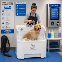 Baignoire SPA pour animaux de compagnie en verre médical et acrylique, station de lavage pour chiens avec triple drain anti-colmatage et ozonateur pour clinique vétérinaire