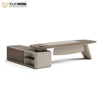 Bureau de direction moderne en forme de L, design modulaire avec garantie de 5 ans, ensemble de bureau commercial pour PDG