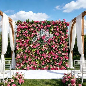 Décorations de mariage artificielles pour l'intérieur et l'extérieur, murs de fleurs artificielles roses et blanches pour décorations de mariage - Product Image 2
