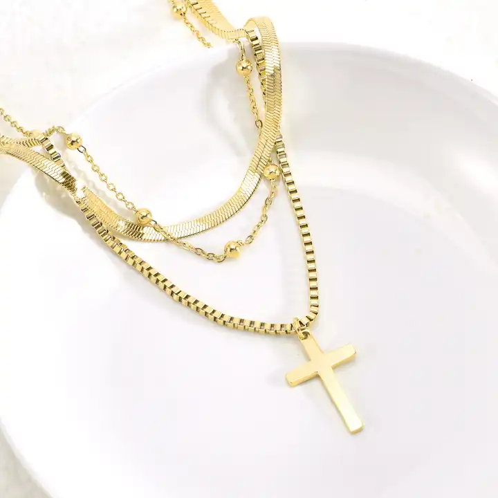 Sterling Silver Pearl Double Chain Cross Necklace D N847 | Handmade  Designer Jewellery