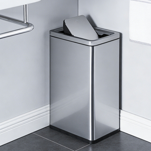 Flip-top <strong>Trash</strong> <strong>Can</strong> Hotel Toilet Bathroom Public Place Large Capacity Direct Throw Washroom Commercial Use - Product Image 5