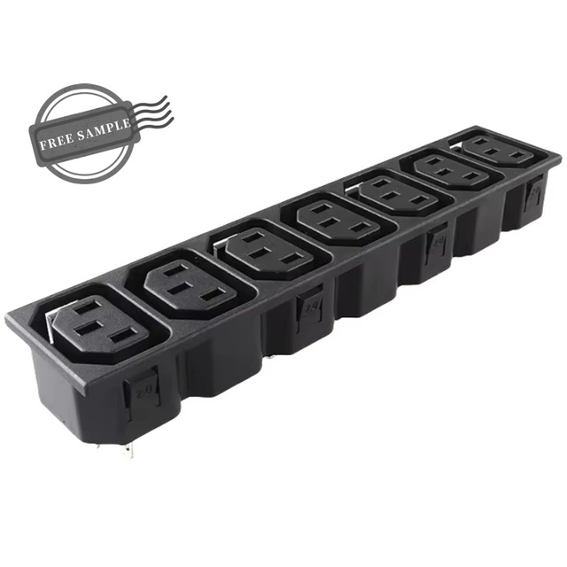 IEC60320 C13 Snap-in Universal Industrial Socket for UPS PDU 250V 15A 7 Way Multiple Power AC Outlet Receptacle Connector