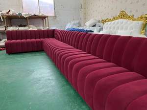 Set sofa Stan Restoran Makanan Cepat Pizza mewah ringan ukuran sofa desain sederhana merah bentuk l set sofa beludru sudut bagian - Product Image 2