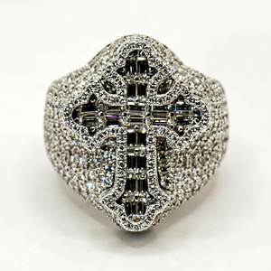 Custom Hip Hop Moissanite <b>Cross</b> <b>Ring</b> 925 Sterling <b>Silver</b> Baguette Cut Iced Out Jewelry Unisex <b>Ring</b> - Product Image 5