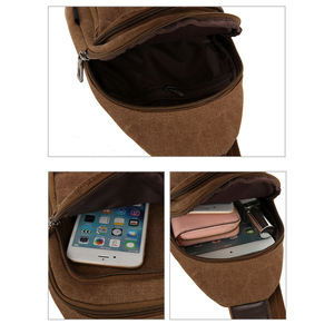 Huang Lei Men's Canvas Chest Bag Multi Layer Anti Theft Shoulder Bag Everyday Use Solid Color Spring 2022 - Product Image 3