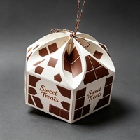 Boîte en papier de haute qualité avec poignée pour l'emballage de chocolats et de pâtisseries, pour les desserts sucrés, les beignets, les biscuits et les gâteaux
