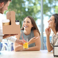 Boîte plate auto-élevante en carton ondulé kraft biodégradable, compostable, jetable, écologique et durable pour porte-gobelets à café