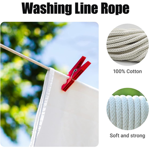 Corde tressée en coton naturel multi-usage, écologique et flexible pour usage intérieur et extérieur, idéale pour cordes <span class=keywords><strong>à</strong></span> <span class=keywords><strong>linge</strong></span> et fils de couture DIY - Product Image 5