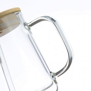 RTS USA 25 pièces/carton 17oz Verres à bière en verre transparent pour sublimation, avec poignée et couvercle en bambou, sans BPA, anti-fuite, réutilisables, style américain - Product Image 4