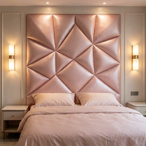 Panneau mural <span class=keywords><strong>acoustique</strong></span> <span class=keywords><strong>anti</strong></span>-collision en cuir PU brillant ignifuge, forme et épaisseur personnalisées, vente en gros - Product Image 4