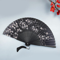 Éventail pliant classique en bambou à motif floral 21*38CM pour femme, idéal pour les mariages, les fêtes et la décoration intérieure
