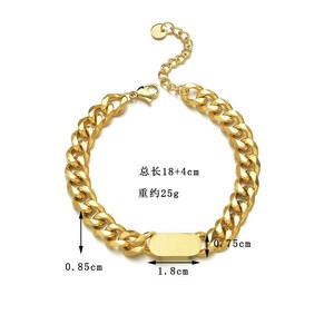 Wholesale Engravable <b>ID</b> <b>Tag</b> Bracelets in Various Styles | Custom 18K Gold PVD Stainless Steel with Logo Engraving by Fiber Laser - Product Image 3