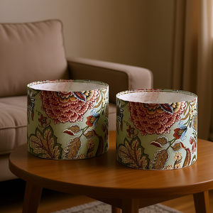 Abat-jour rond en tissu floral fait à la main, 13 x 13 x 10 pouces, accessoire de lampe facile à installer - Product Image 2