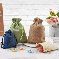 Sac cadeau rétro en jute et lin avec cordon de serrage pour Noël, Halloween, mariage, anniversaire, fête, emballage cadeau, grand sac en toile de jute
