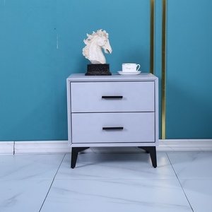 Mobilier <span class=keywords><strong>de</strong></span> chambre d'hôtel nordique tapissé en <span class=keywords><strong>cuir</strong></span> blanc <span class=keywords><strong>table</strong></span> <span class=keywords><strong>de</strong></span> <span class=keywords><strong>nuit</strong></span> à 2 tiroirs <span class=keywords><strong>table</strong></span> <span class=keywords><strong>de</strong></span> chevet en bois - Product Image 3